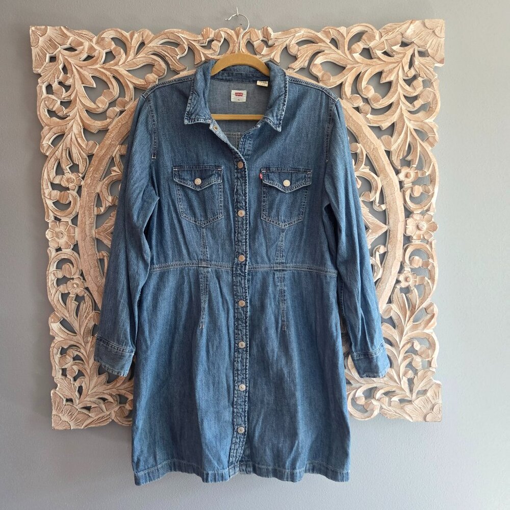 Levi's  | Classic Western Denim Snap Front Shirt Dress | Size XL